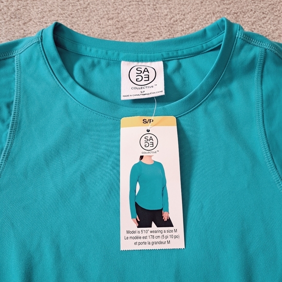 ❤️Sage Collective Active Top Teal Blue Women's Small Long Sleeve Tee Workout - Picture 10 of 13